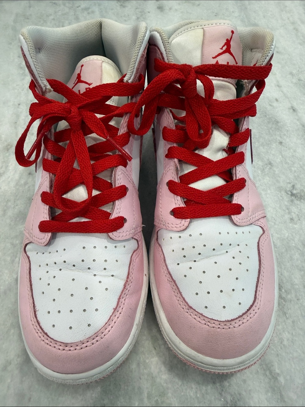 Jordan Kids White, Pink & Red High-Top Sneakers